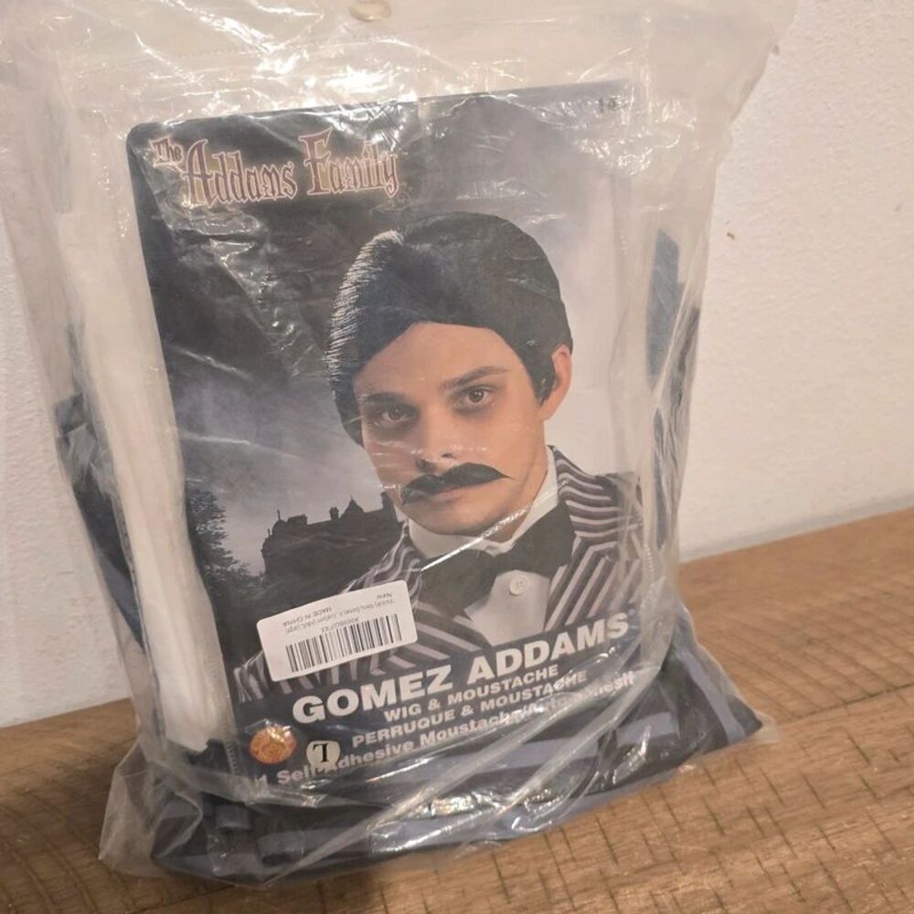 The Addams Family Gomez Addams Costume Striped Suit Wig Moustache Adult L
